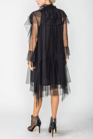 Black Layered See Through Cardigan